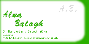 alma balogh business card